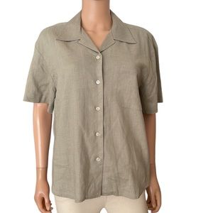 Vintage Jacobson’s Women’s Linen Khaki Green Button Blouse